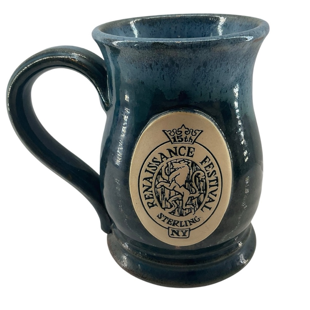 RENAISSANCE FAIRE Tankard Festival Sterling NY Medieval Ceramic Pottery Blue